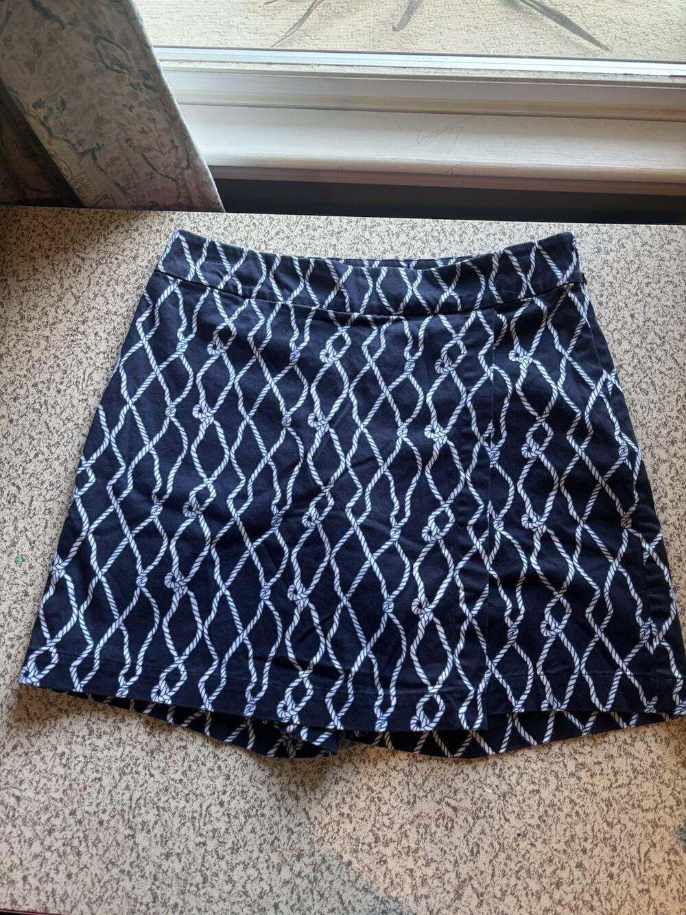 Talbots Women's Old Money Heritage Chino Shorts Blue/White Nautical Print 4